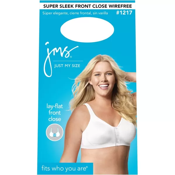 Just My Size Womens Super Sleek FrontClose Wirefree Bra MJ1217White