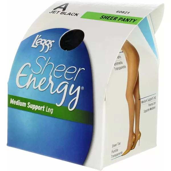 Leggs Womens Sheer Energy Sheer Toe Pantyhose1 Jet Black