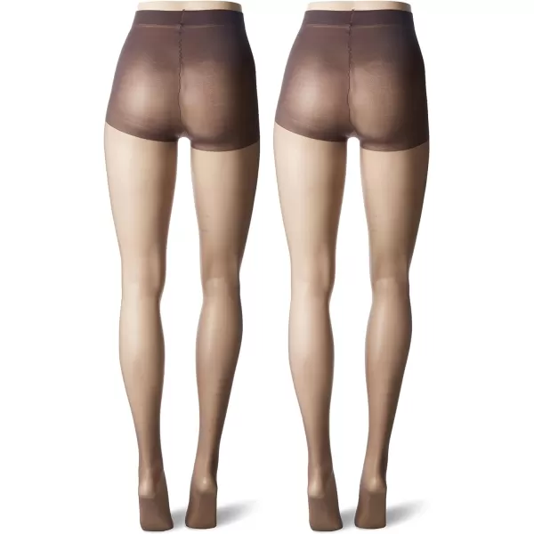 Leggs Womens Silken Mist 2 Pair Control Top Silky Sheer Leg Panty HoseBlack Mist