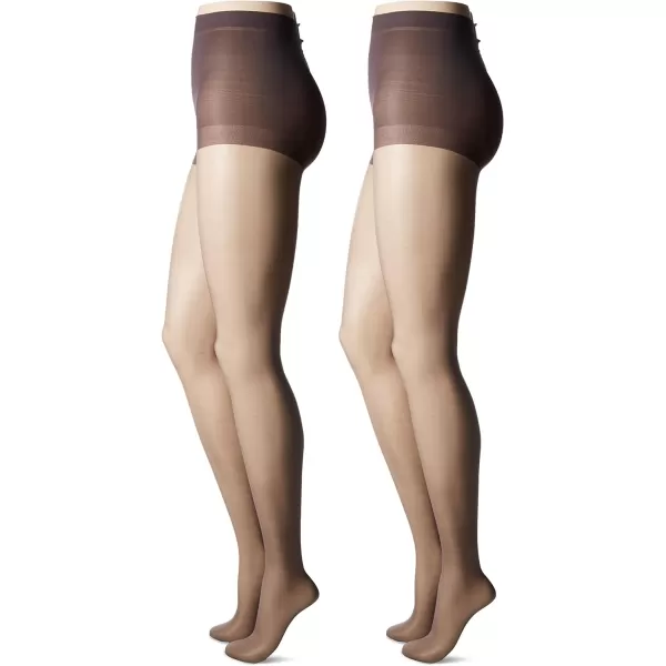 Leggs Womens Silken Mist 2 Pair Control Top Silky Sheer Leg Panty HoseBlack Mist