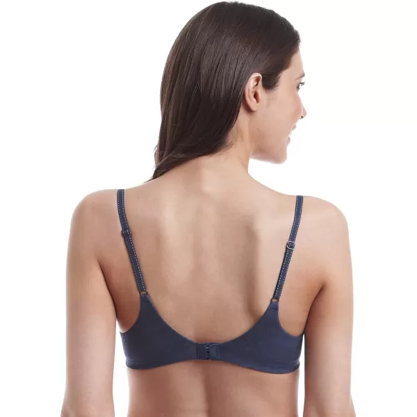 Maidenform Comfort Devotion Demi TShirt Bra Velvety FullCoverage Bra Comfortable Bra with Convertible Straps for EverydayNavy LaceRoaming Blue Combo