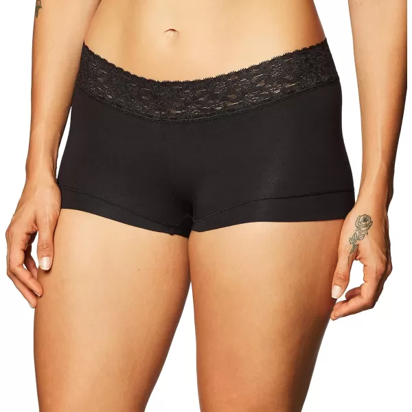 Maidenform womens Dream Cotton With Lace BoyshortBlack