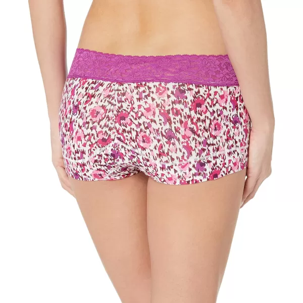 Maidenform womens Dream Cotton With Lace BoyshortFresh Plum Abstract Floral