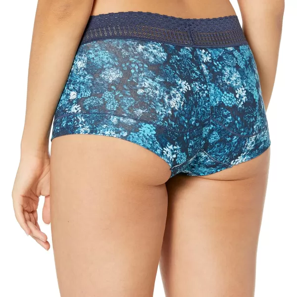 Maidenform womens Dream Cotton With Lace BoyshortNavy Romance FloralNavy Lace