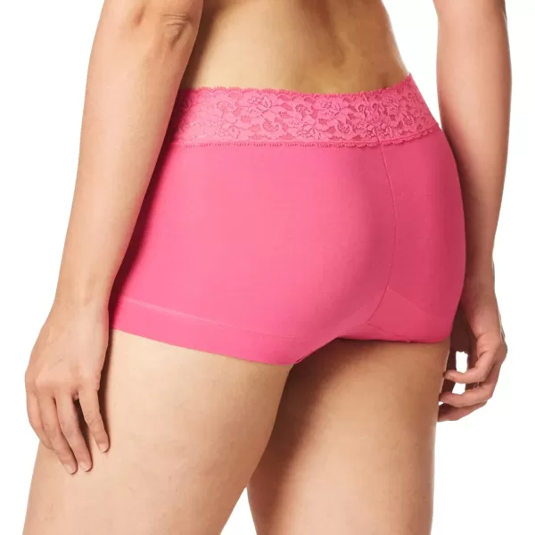 Maidenform womens Dream Cotton With Lace BoyshortPink About ItPink Lace