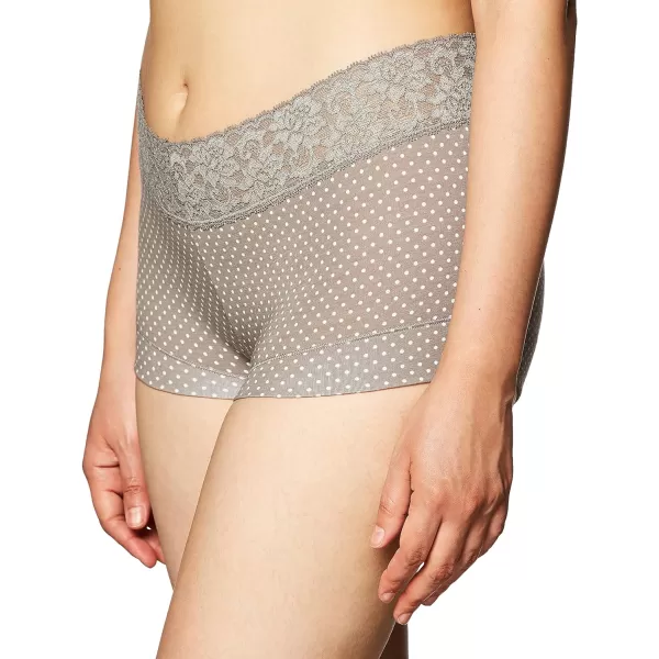 Maidenform womens Dream Cotton With Lace BoyshortSteel Grey Dot