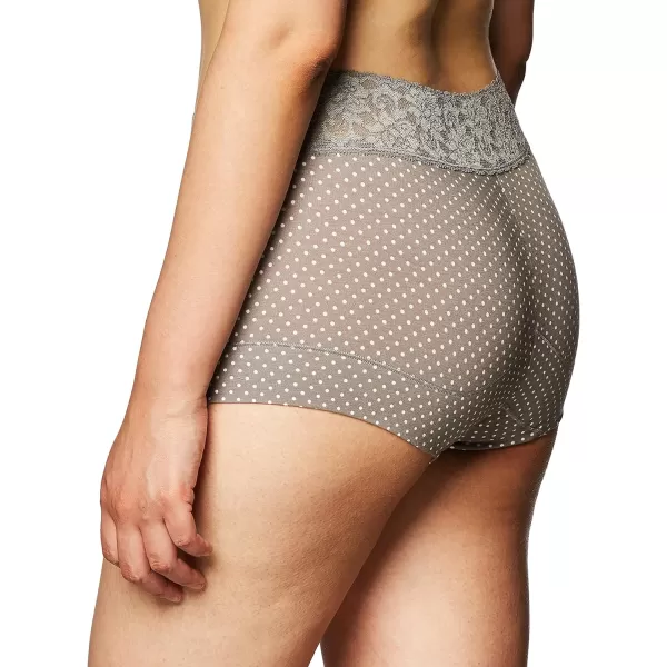 Maidenform womens Dream Cotton With Lace BoyshortSteel Grey Dot