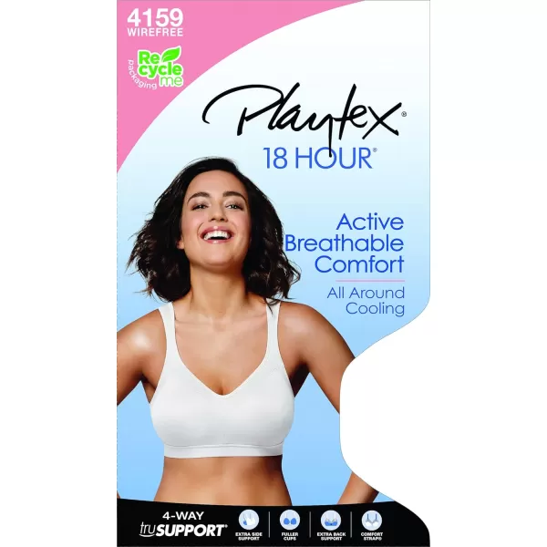 Playtex Womens 18 Hour Active Lifestyle Full Coverage Bra 4159ExcaliburBlack