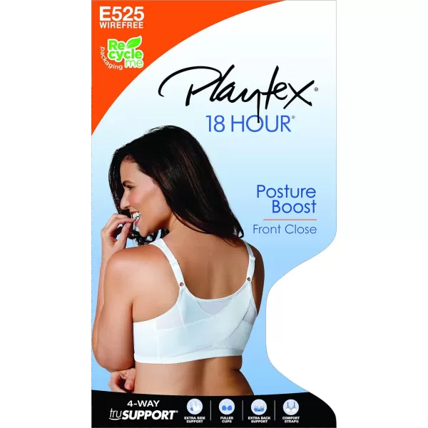 Playtex Womens 18 Hour Front Close Wirefree Back Support Posture Full Coverage Bra USE525Black