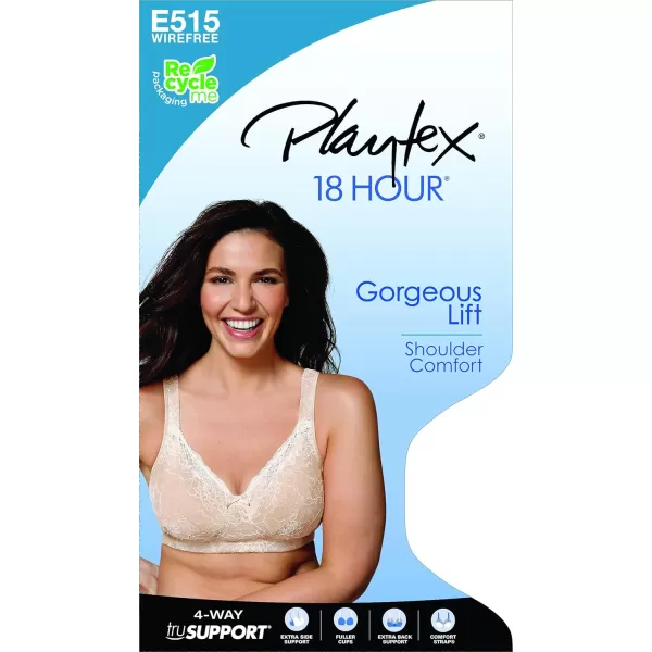 Playtex Womens 18 Hour Gorgeous Lift Wirefree Bra USE515Soft TaupeMother of Pearl