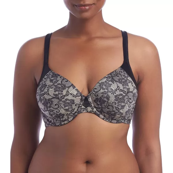 Playtex Womens Love My Curves Modern Curvy Uw TShirt Bra US4848BlackNude Lace Print