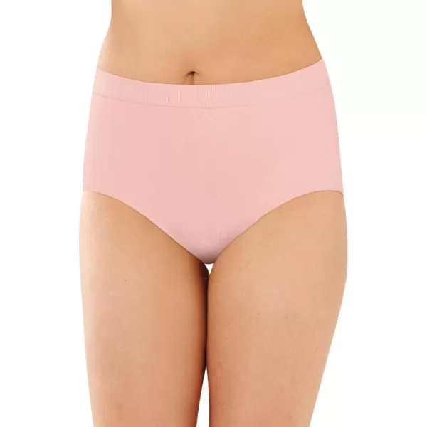 Bali Womens Comfort Revolution Seamless Brief Panty High Rise Microfiber Stretch UnderwearSilken Pink