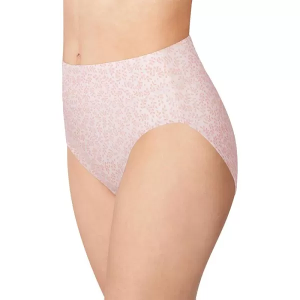 Bali Womens HiCut Panties HighWaisted Smoothing Panty HighCut Brief UnderwearGentle Pink Leaf Print