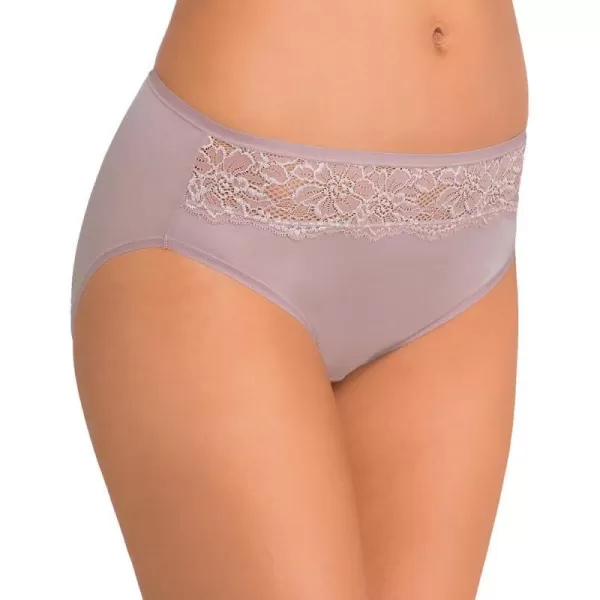 Bali Womens One Smooth U Comfort Indulgence Satin with Lace HiCutWarm Steel