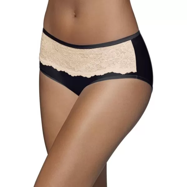 Bali Womens One Smooth U Comfort Indulgence Satin with Lace Hipster PantyBlackNude