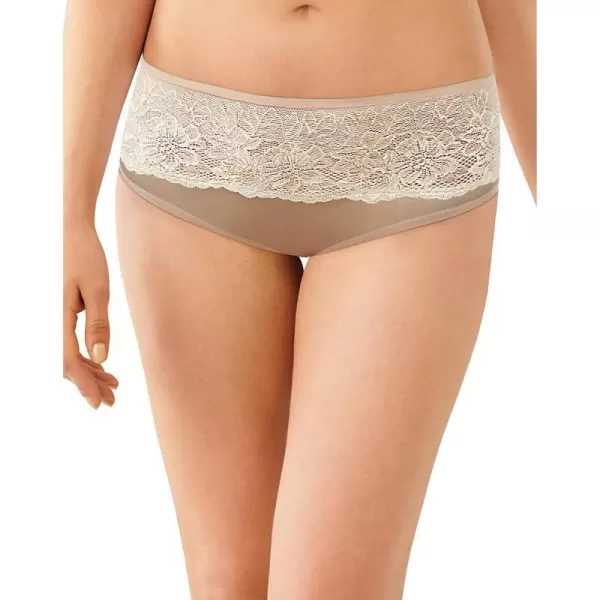 Bali Womens One Smooth U Comfort Indulgence Satin with Lace Hipster PantyNudeLight Beige