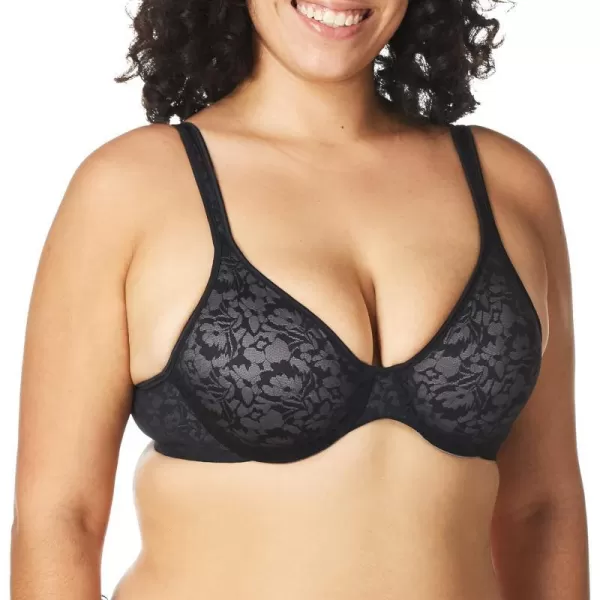 Bali Womens Passion for Comfort Back Smoothing Underwire Bra DF3382BlackExcalibur Lace