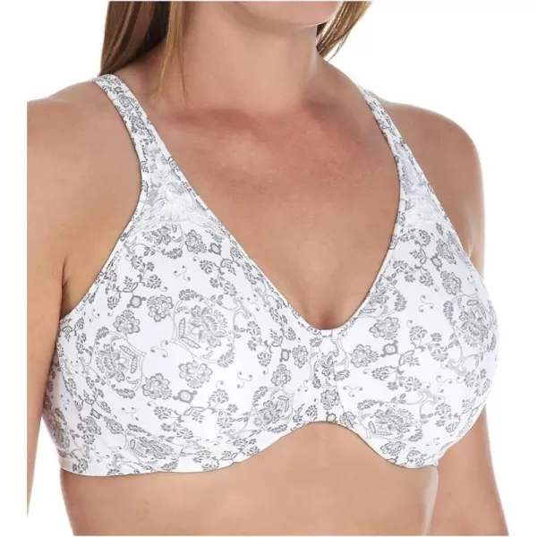 Bali Womens Passion for Comfort Minimizer Bra Fullcoverage Underwire Bra Seamless CupsSilver Lace Print