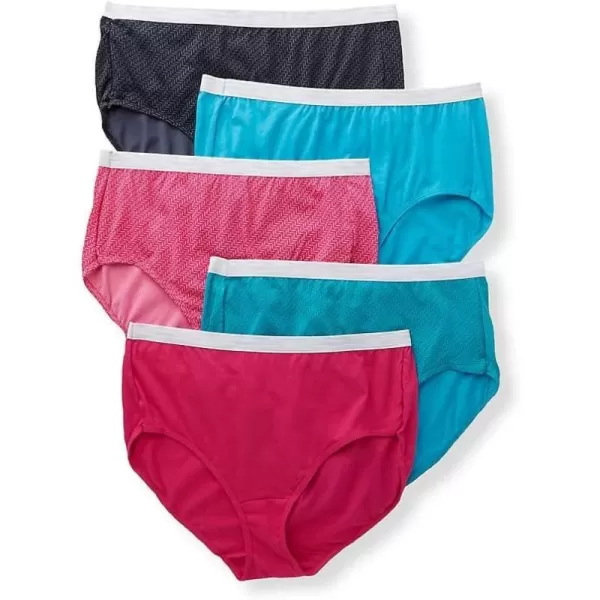 JUST MY SIZE Womens 5 Pack Cotton Brief Panty Assortments May VaryAssorted