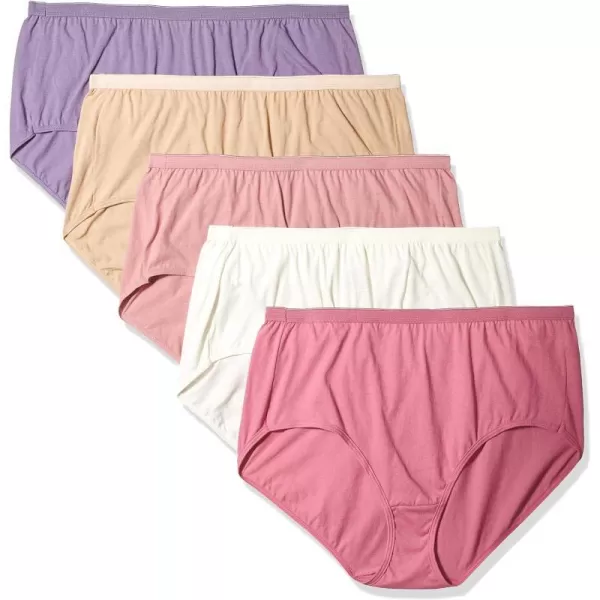 JUST MY SIZE Womens 5 Pack Cotton Brief Panty Assortments May VaryAssorted Body Tones