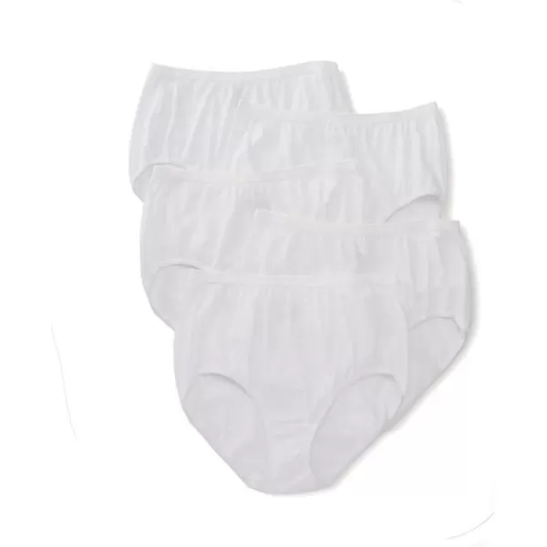 JUST MY SIZE Womens 5 Pack Cotton Brief Panty Assortments May VaryWhite