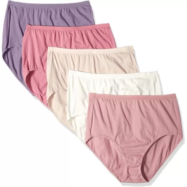 Just My Size Womens Plus 5Pack Cotton High BriefAssorted