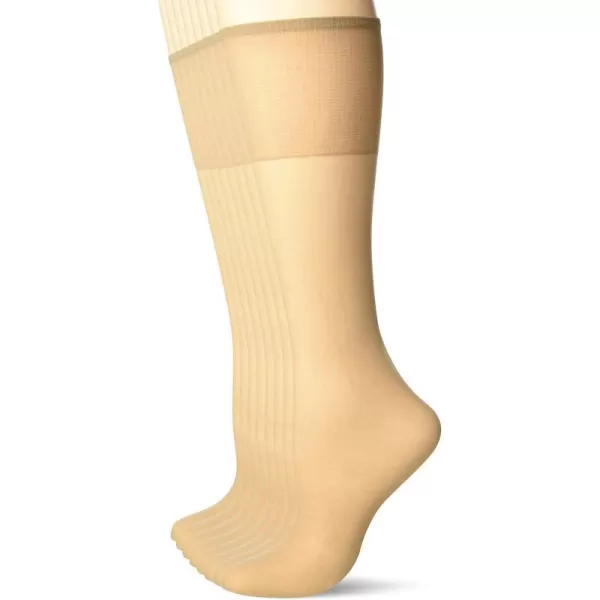 Leggs Womens PlusSize Everyday Knee High Sheer Toe Available in 8 and 16 Pack8 8 Pack  Nude