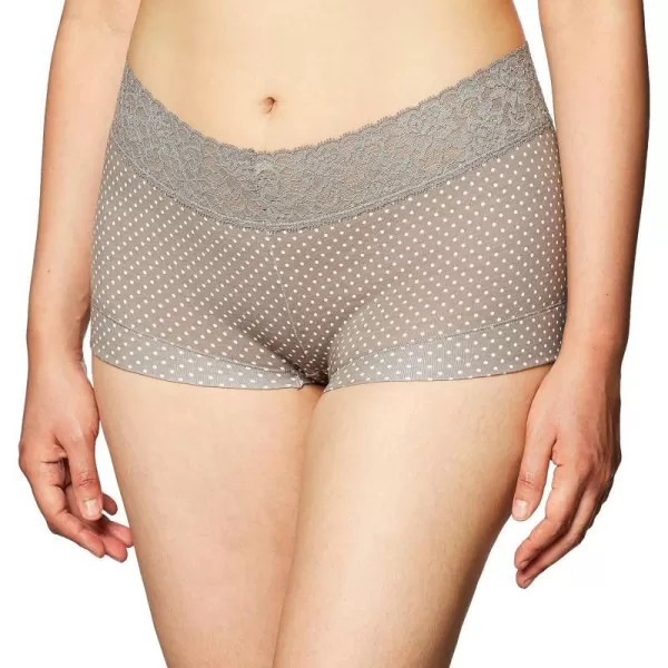 Maidenform womens Dream Cotton With Lace BoyshortSteel Grey Dot