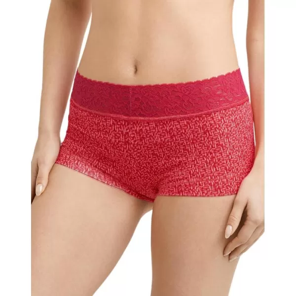 Maidenform womens Dream Cotton With Lace BoyshortStrawberry Rouge Dash