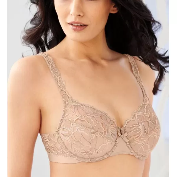 Bali Lace Desire Underwire Bra FullCoverage Lace Bra with Underwire Cups Plunging Underwire Bra for Everyday ComfortChampagne Shimmer