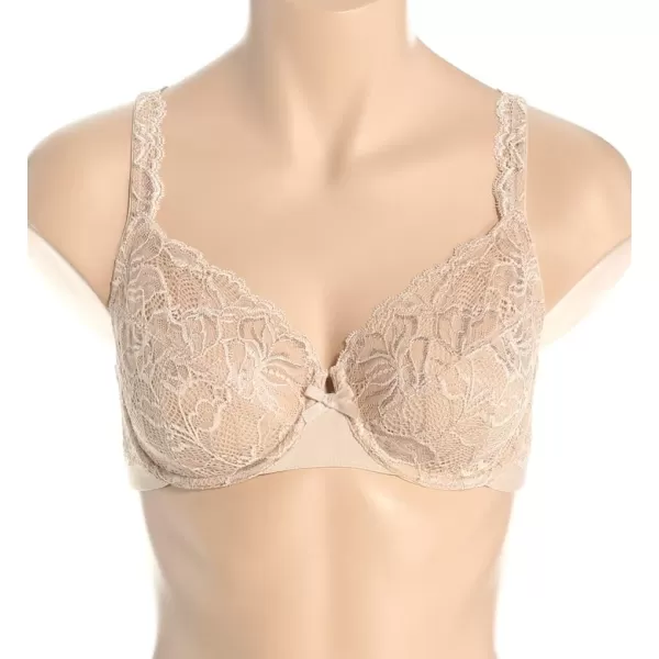 Bali Lace Desire Underwire Bra FullCoverage Lace Bra with Underwire Cups Plunging Underwire Bra for Everyday ComfortChampagne Shimmer