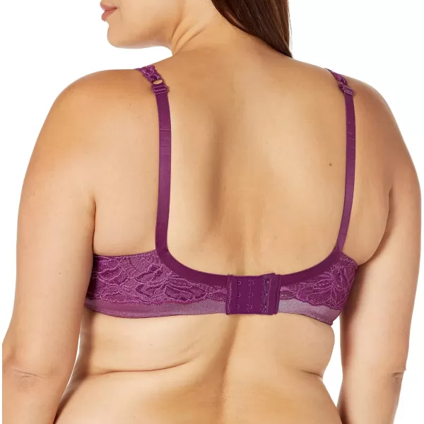 Bali Lace Desire Underwire Bra FullCoverage Lace Bra with Underwire Cups Plunging Underwire Bra for Everyday ComfortVenetian Purple