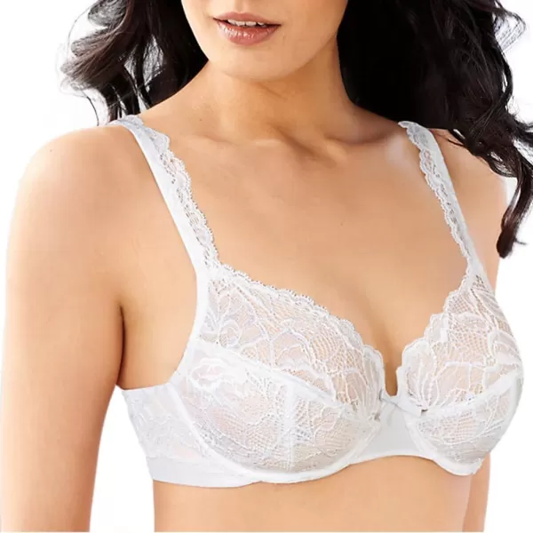 Bali Lace Desire Underwire Bra FullCoverage Lace Bra with Underwire Cups Plunging Underwire Bra for Everyday ComfortWhite