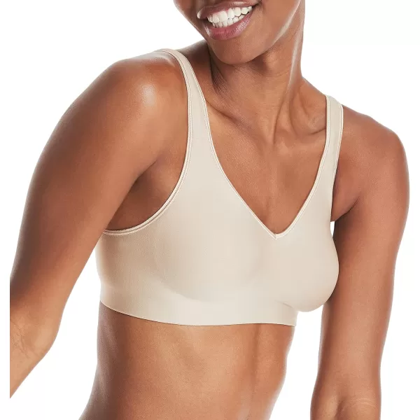 Hanes Womens Wireless Bra with Cooling Seamless Smooth Comfort Wirefree TShirt BraNude