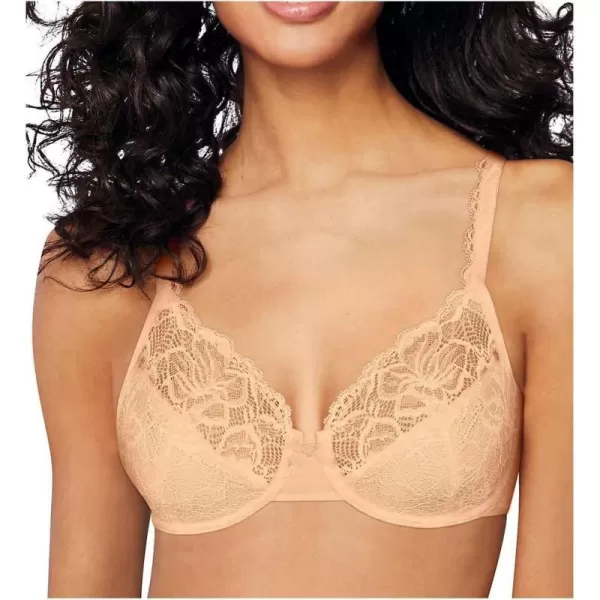 Bali Lace Desire Underwire Bra FullCoverage Lace Bra with Underwire Cups Plunging Underwire Bra for Everyday ComfortChampagne Shimmer