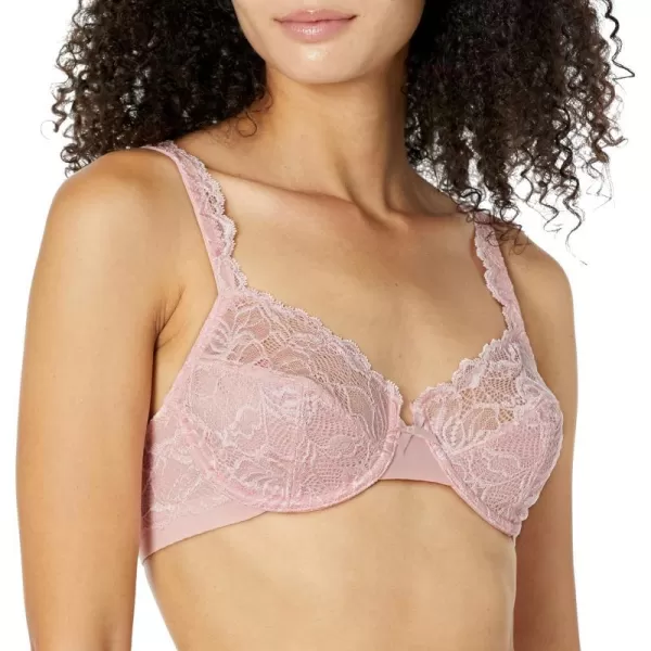 Bali Lace Desire Underwire Bra FullCoverage Lace Bra with Underwire Cups Plunging Underwire Bra for Everyday ComfortGentle Peach