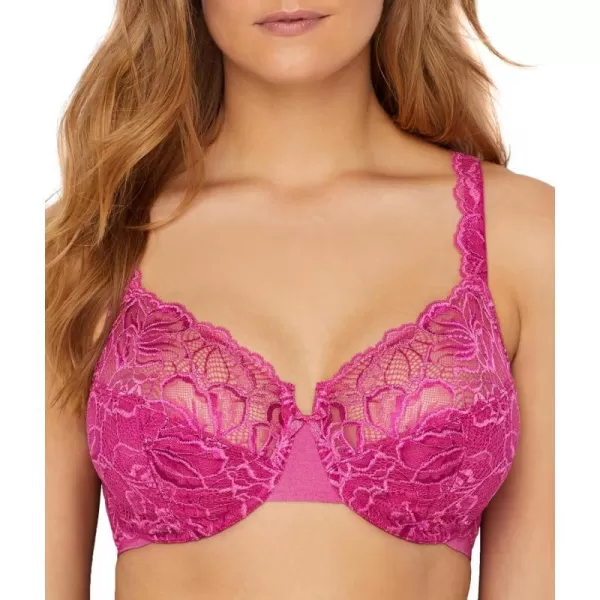 Bali Lace Desire Underwire Bra FullCoverage Lace Bra with Underwire Cups Plunging Underwire Bra for Everyday ComfortMagenta Majesty