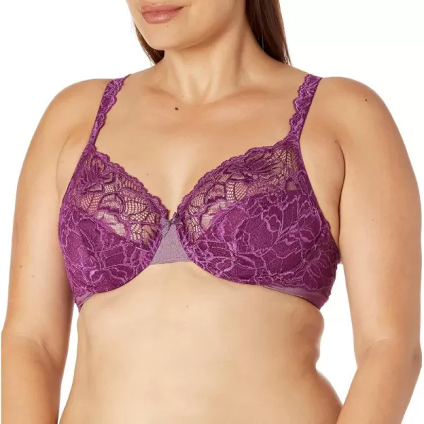 Bali Lace Desire Underwire Bra FullCoverage Lace Bra with Underwire Cups Plunging Underwire Bra for Everyday ComfortVenetian Purple