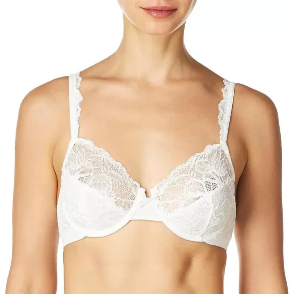 Bali Lace Desire Underwire Bra FullCoverage Lace Bra with Underwire Cups Plunging Underwire Bra for Everyday ComfortWhite