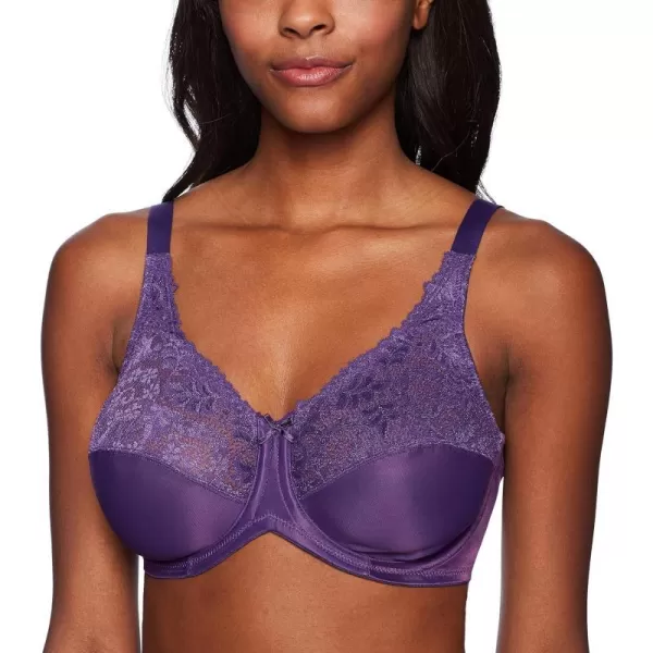 Bali Lilyette Minimizer Bra Lacey Underwire Bra with FullCoverage amp Natural Support Underwire Bra for Everyday WearPurple Vista