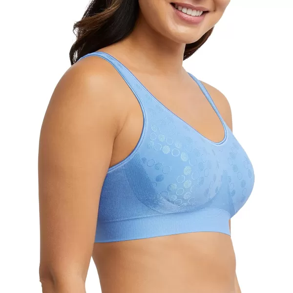 Bali Womens Comfort Revolution Wireless ComfortFlex Fit FullCoverage Bra Df3488Lightest Blue Dot