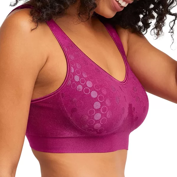 Bali Womens Comfort Revolution Wireless ComfortFlex Fit FullCoverage Bra Df3488Magenta Zeal Dot