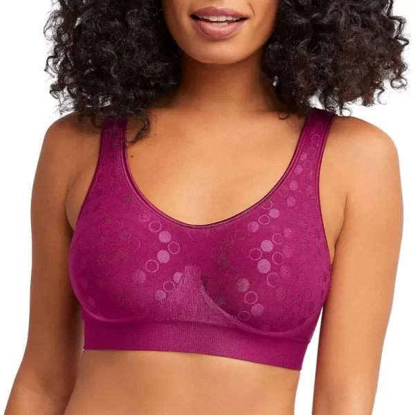 Bali Womens Comfort Revolution Wireless ComfortFlex Fit FullCoverage Bra Df3488Magenta Zeal Dot