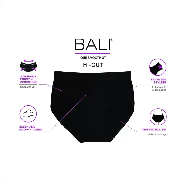 Bali Womens Panties Hi Cut Panties for Everyday Comfort Smoothing Underwear Seamless Hi Cut Panty Colors May VaryBlack