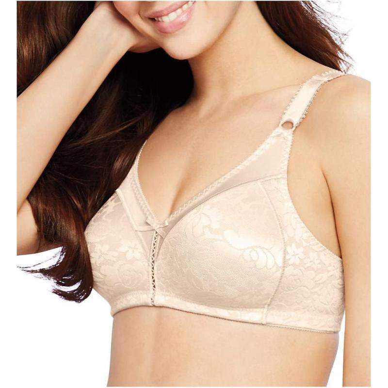 Bali Double Support Wireless Bra Lace Bra with StayinPlace Straps FullCoverage Wirefree Bra Tagless for Everyday WearPorcelain
