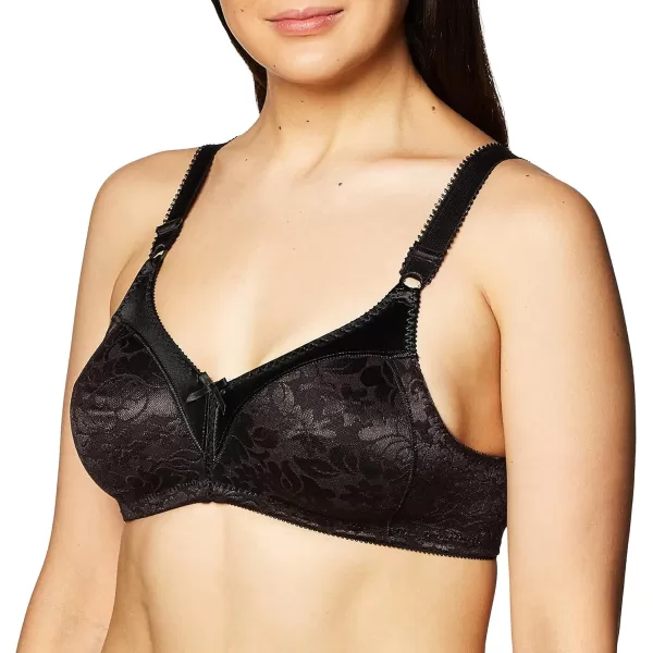 Bali Double Support Wireless Bra Lace Bra with StayinPlace Straps FullCoverage Wirefree Bra Tagless for Everyday WearBlack