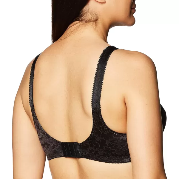 Bali Double Support Wireless Bra Lace Bra with StayinPlace Straps FullCoverage Wirefree Bra Tagless for Everyday WearBlack