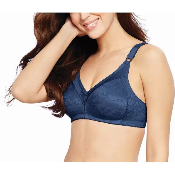 Bali Double Support Wireless Bra Lace Bra with StayinPlace Straps FullCoverage Wirefree Bra Tagless for Everyday WearIn the Navy