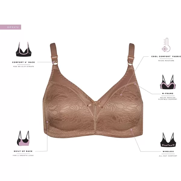 Bali Double Support Wireless Bra Lace Bra with StayinPlace Straps FullCoverage Wirefree Bra Tagless for Everyday WearMisty Lilac