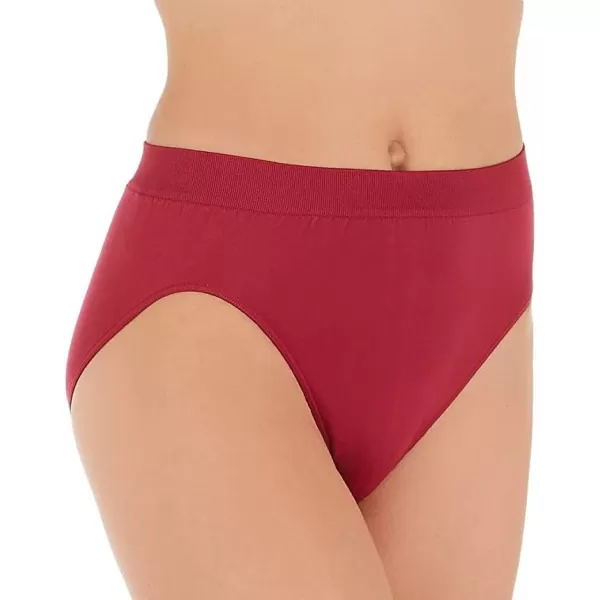 Bali Womens Comfort Revolution Seamless HiCut Panty Microfiber Stretch Underwear Full Coverage PantiesDeep Red Icing Heather